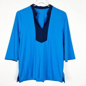 Kinona Top Women's Size M Cobalt Blue UPF 50+ Tunic Golf Pickleball Resort Wear